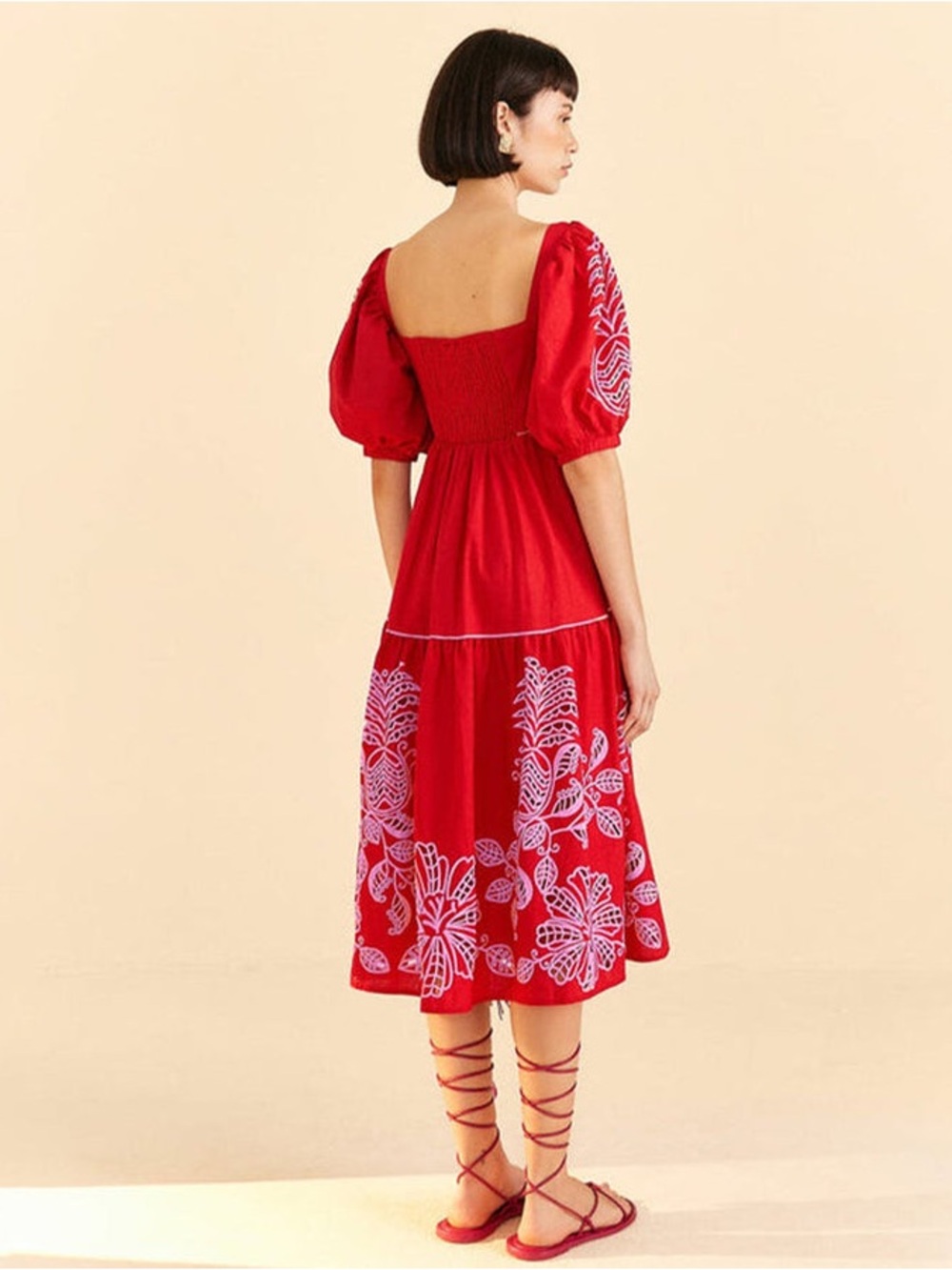 FARM Rio Red Palm Tree Richelieu Dress - Picture 2 of 5